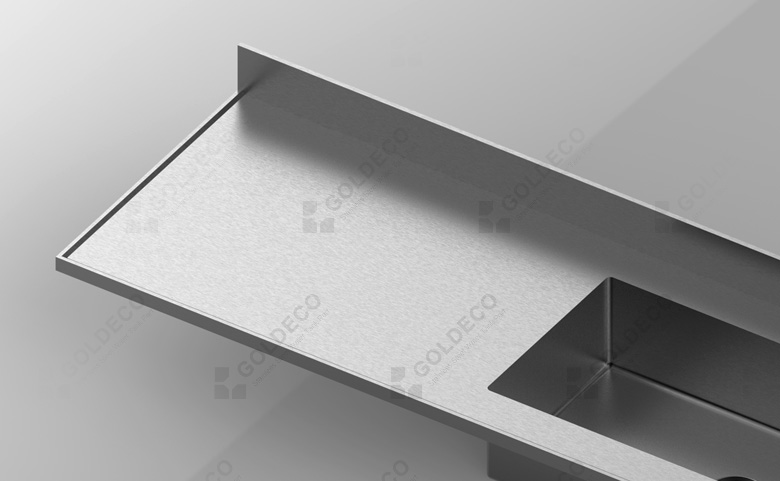 China stainless steel countertop-Sharp corner-recessed sharp top-Sharp splash panel