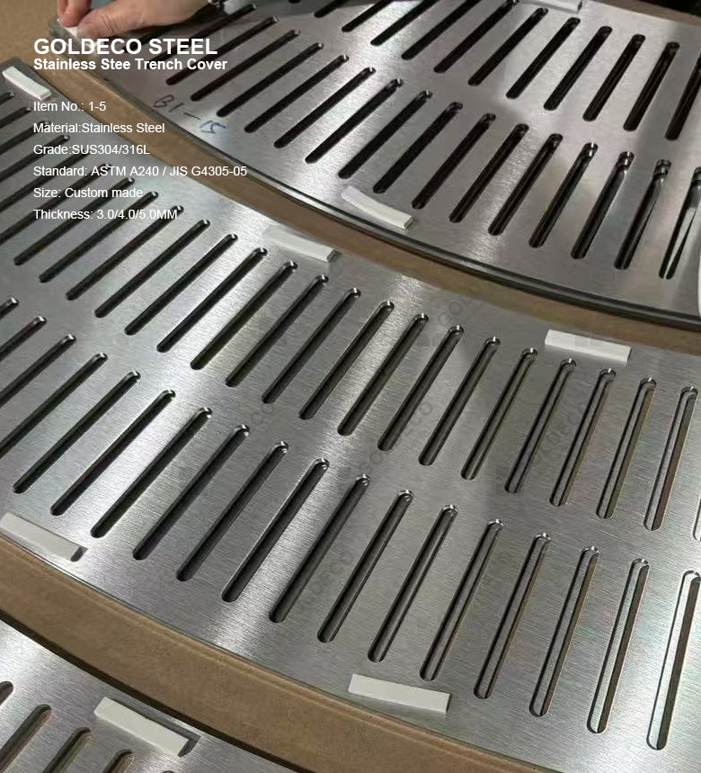Grade304 rounded curved stainless steel trench cover outdoor landscape drainage project Grade304 rounded curved stainless steel trench cover outdoor landscape drainage project